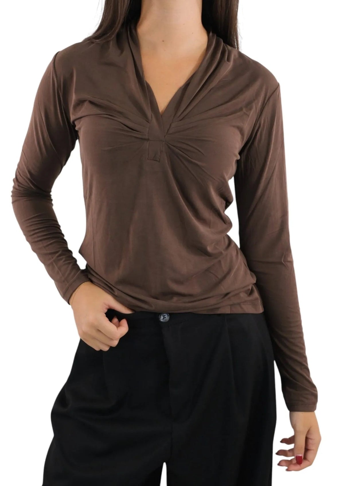 HAVEONE -T SHIRT SCOLLO A V CON INTRECCIO SENO