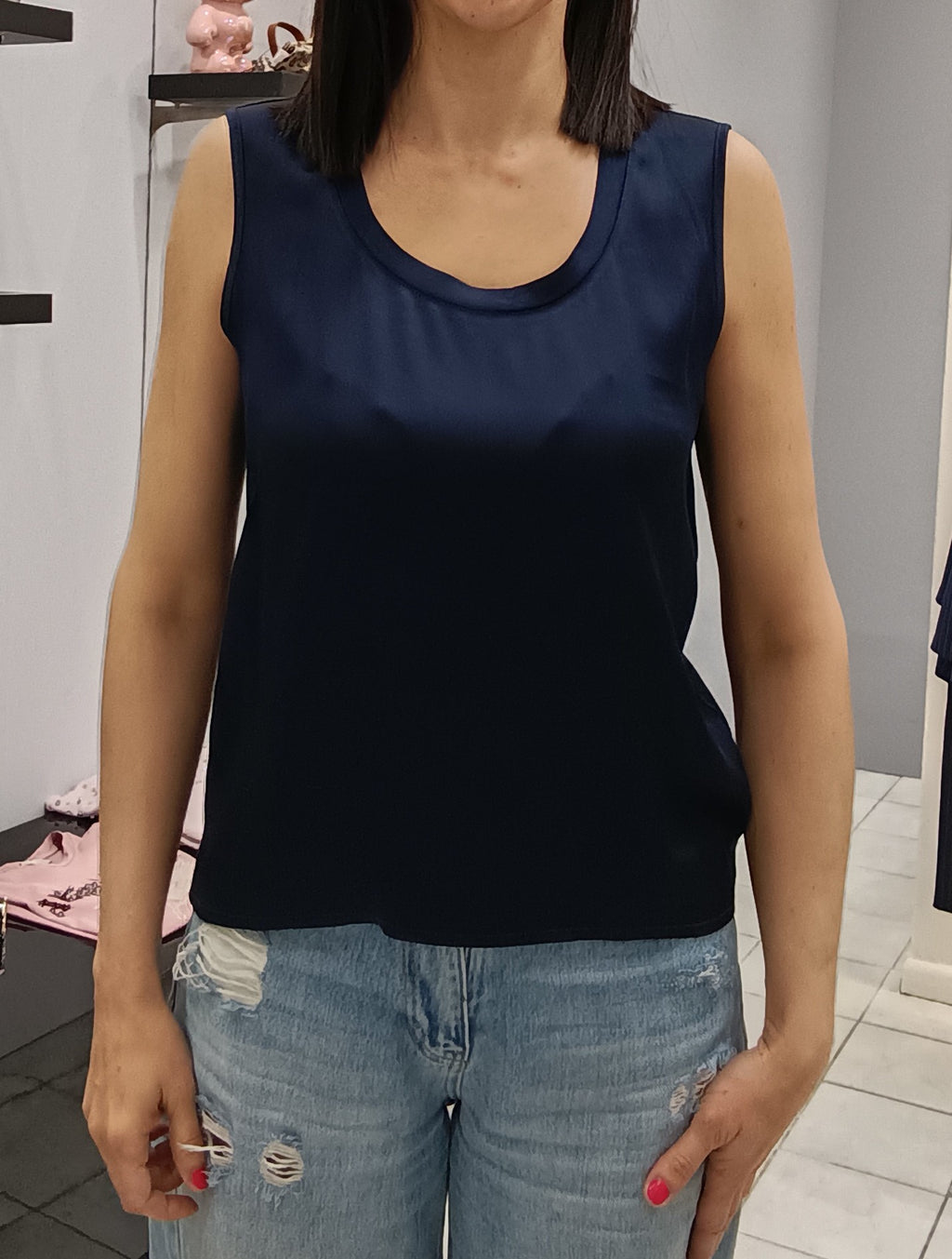 VICOLO-TOP SATIN SMANICATO