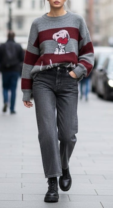 ERREBI-MAGLIA RIGHE SNOPY