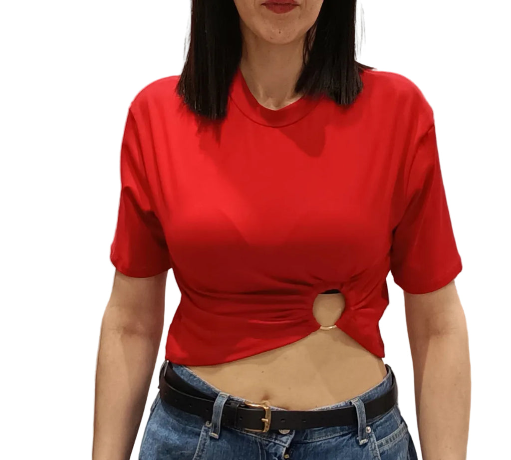 VICOLO-T SHIRT CROP CON ANELLO