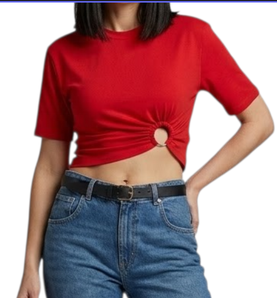 VICOLO-T SHIRT CROP CON ANELLO