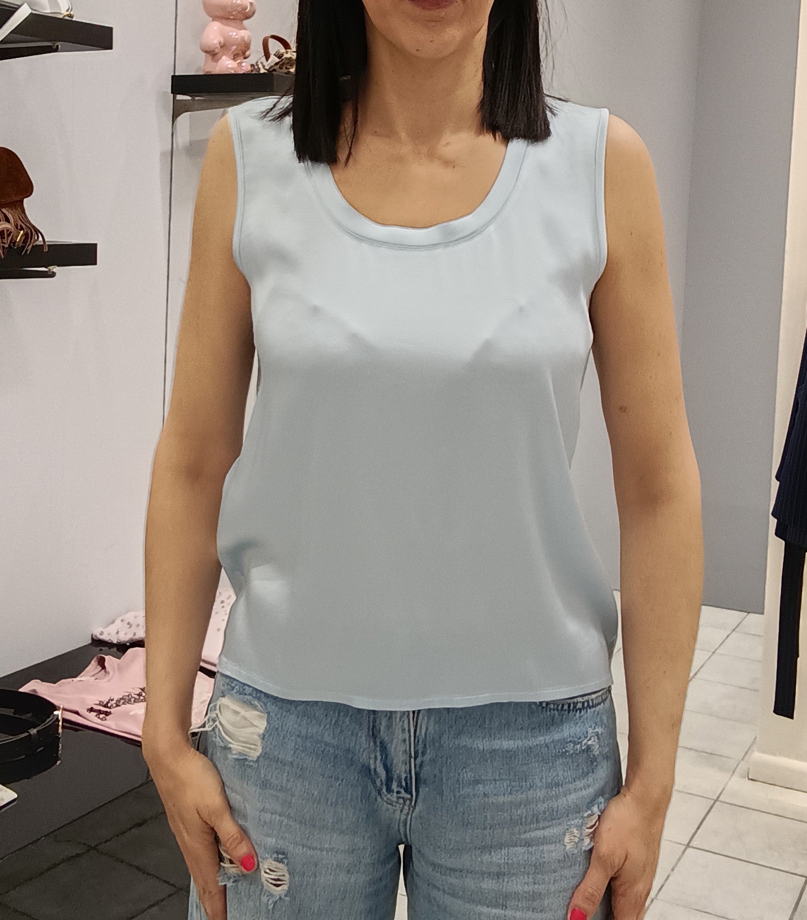 VICOLO-TOP SATIN SMANICATO