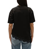 VICOLO-T SHIRT ASIMMETRICA INSERTI PIZZO