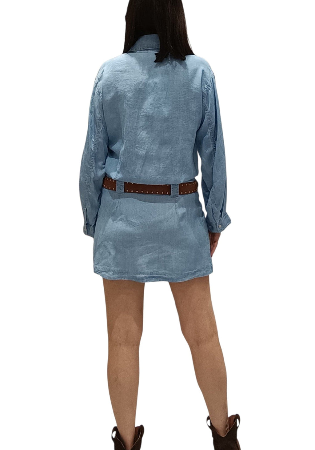 HAVEONE -ABITO DENIM CON CITURE