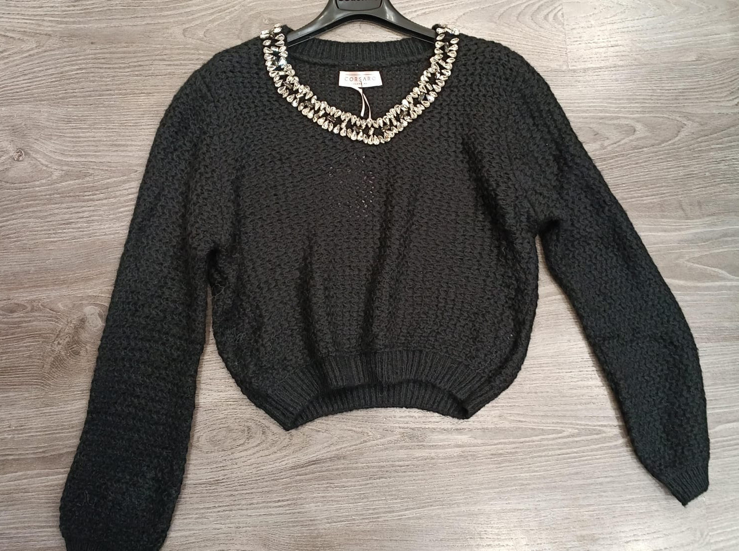 ERREBI - MAGLIA SCOLLO V CON APPLICAZIONI SWAROVSKI