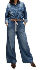 VICOLO-JEANS A PALAZZO CON COULISSE