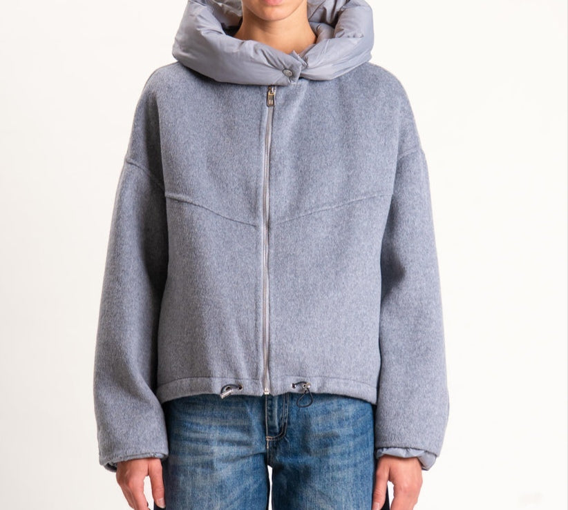 HAVEONE - BOMBER VELOUR CON CAPPUCCIO E POLSINI REMOVIBILI