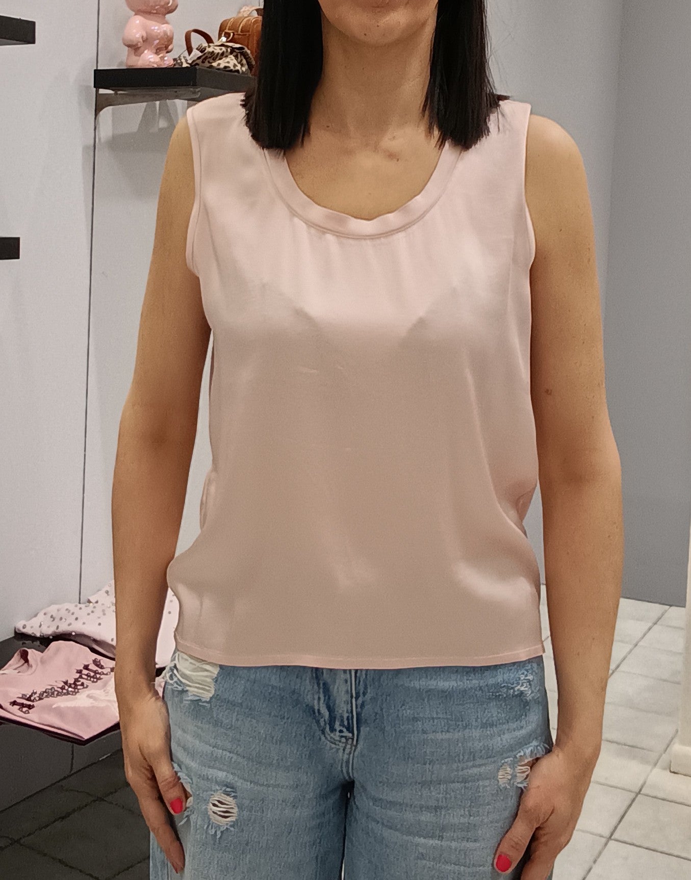 VICOLO-TOP SATIN SMANICATO