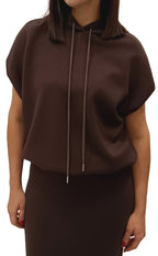 HAVEONE-FELPA SMANICATA CON CAPPUCCIO E SPALLINI