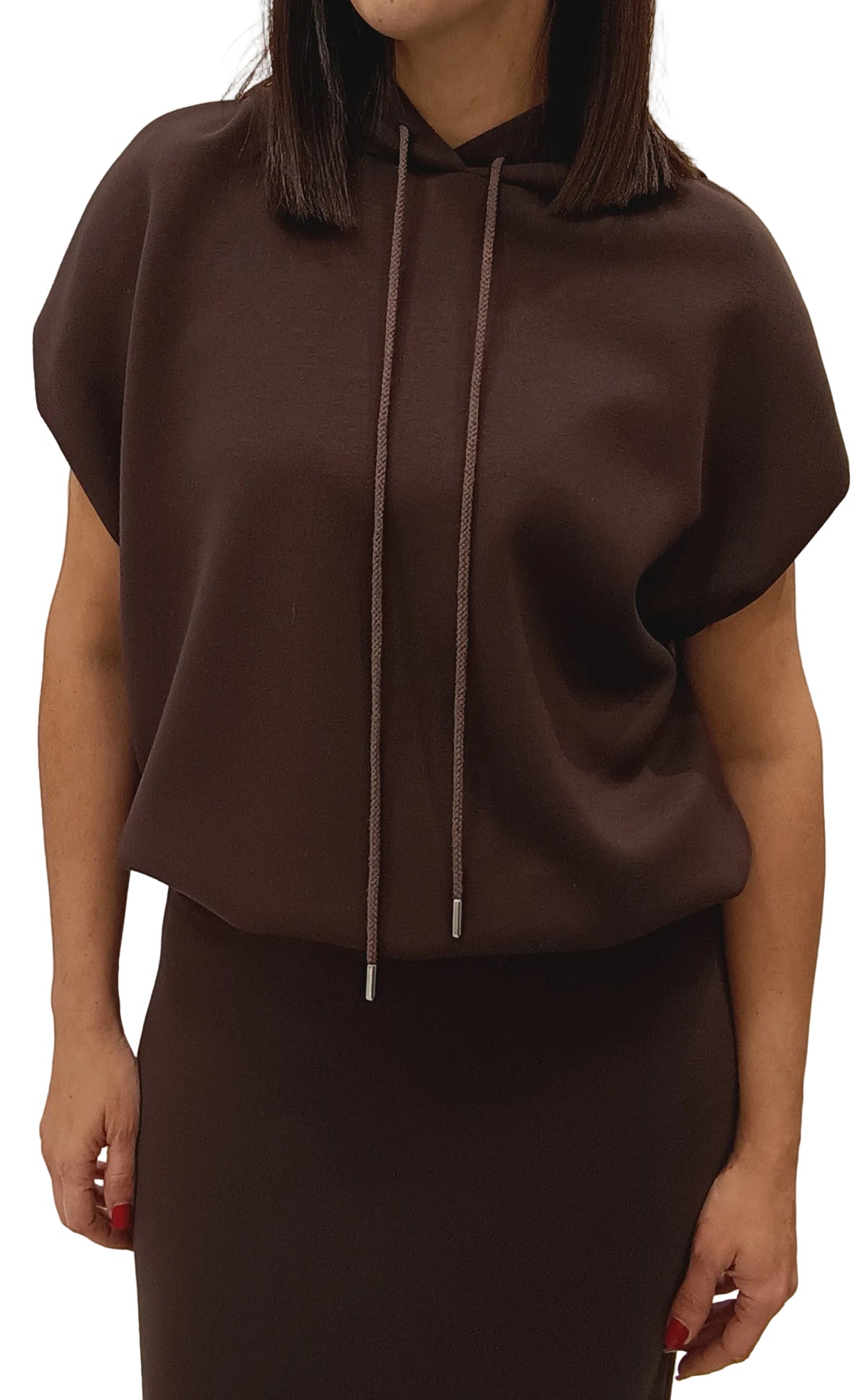 HAVEONE-FELPA SMANICATA CON CAPPUCCIO E SPALLINI