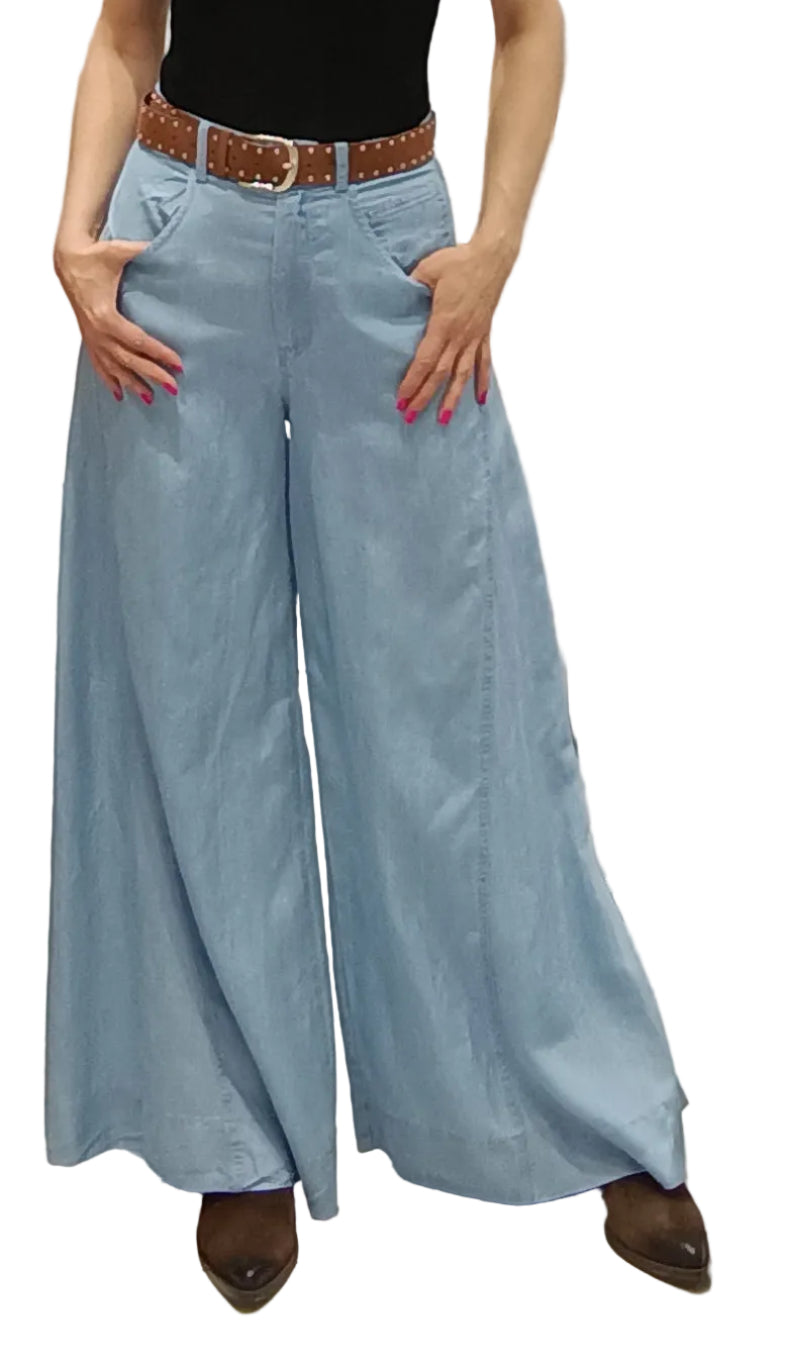 HAVEONE -JEANS A PALAZZO CON CINTURA