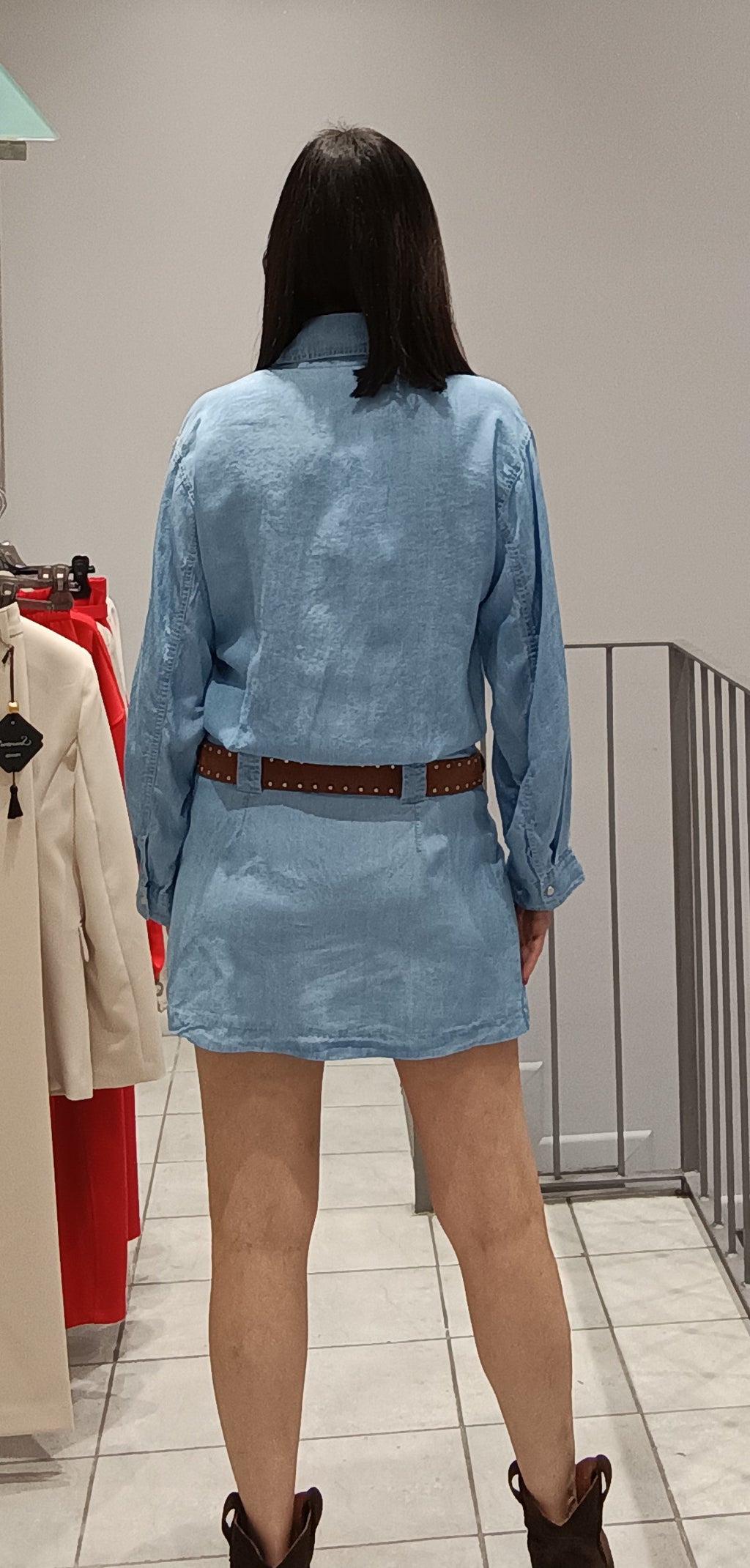 HAVEONE -ABITO DENIM CON CITURE