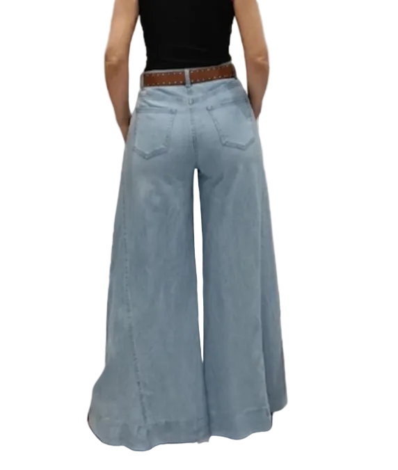 HAVEONE -JEANS A PALAZZO CON CINTURA