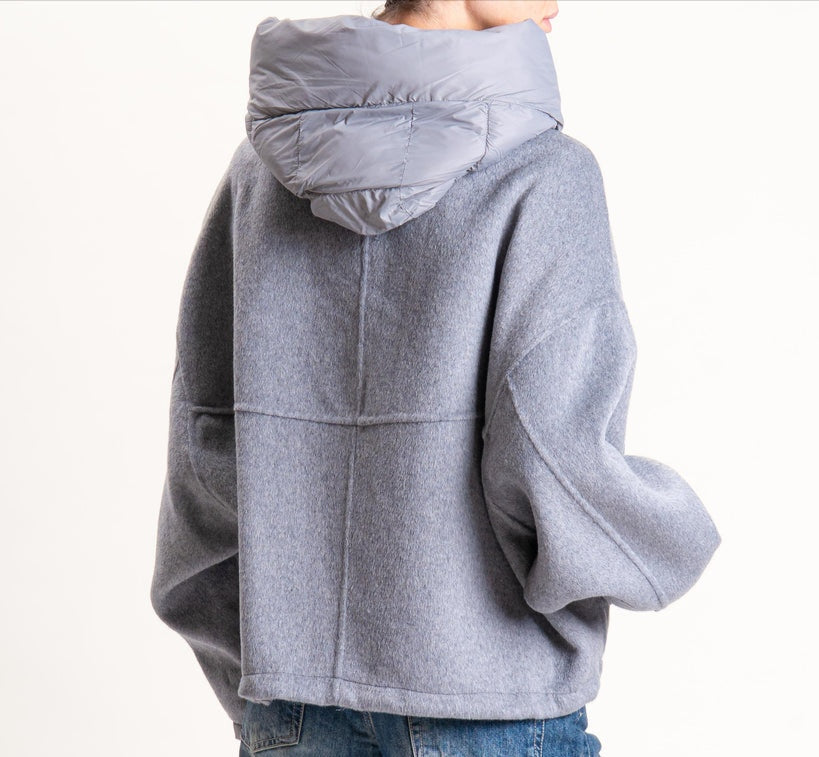 HAVEONE - BOMBER VELOUR CON CAPPUCCIO E POLSINI REMOVIBILI